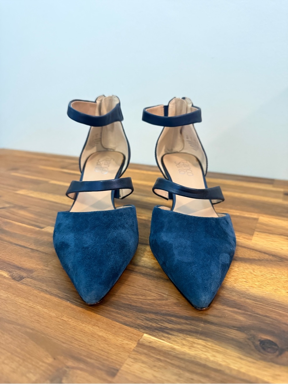 Franco Sarto Suede Navy Kitten Heels